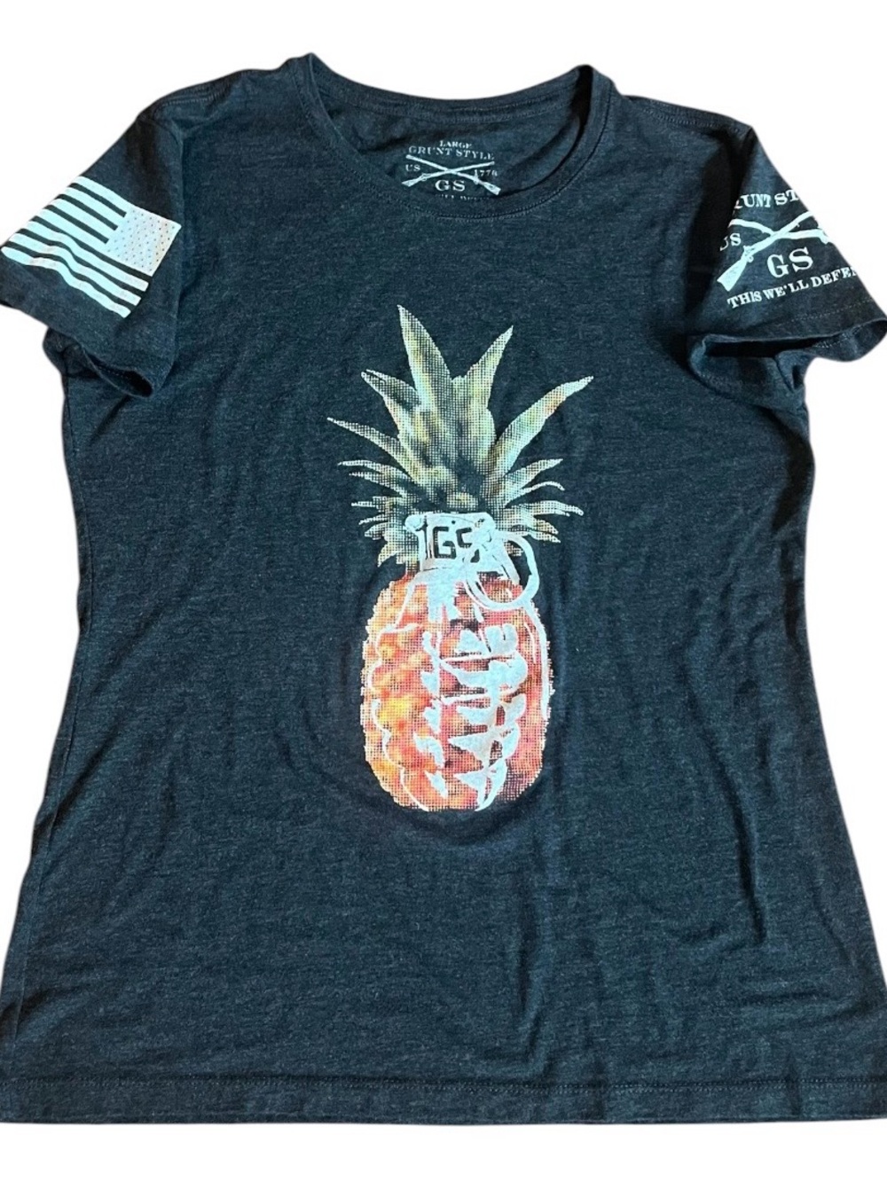 Grunt Style T-shirt w/tropical pineapple fused with a military hand grenade L